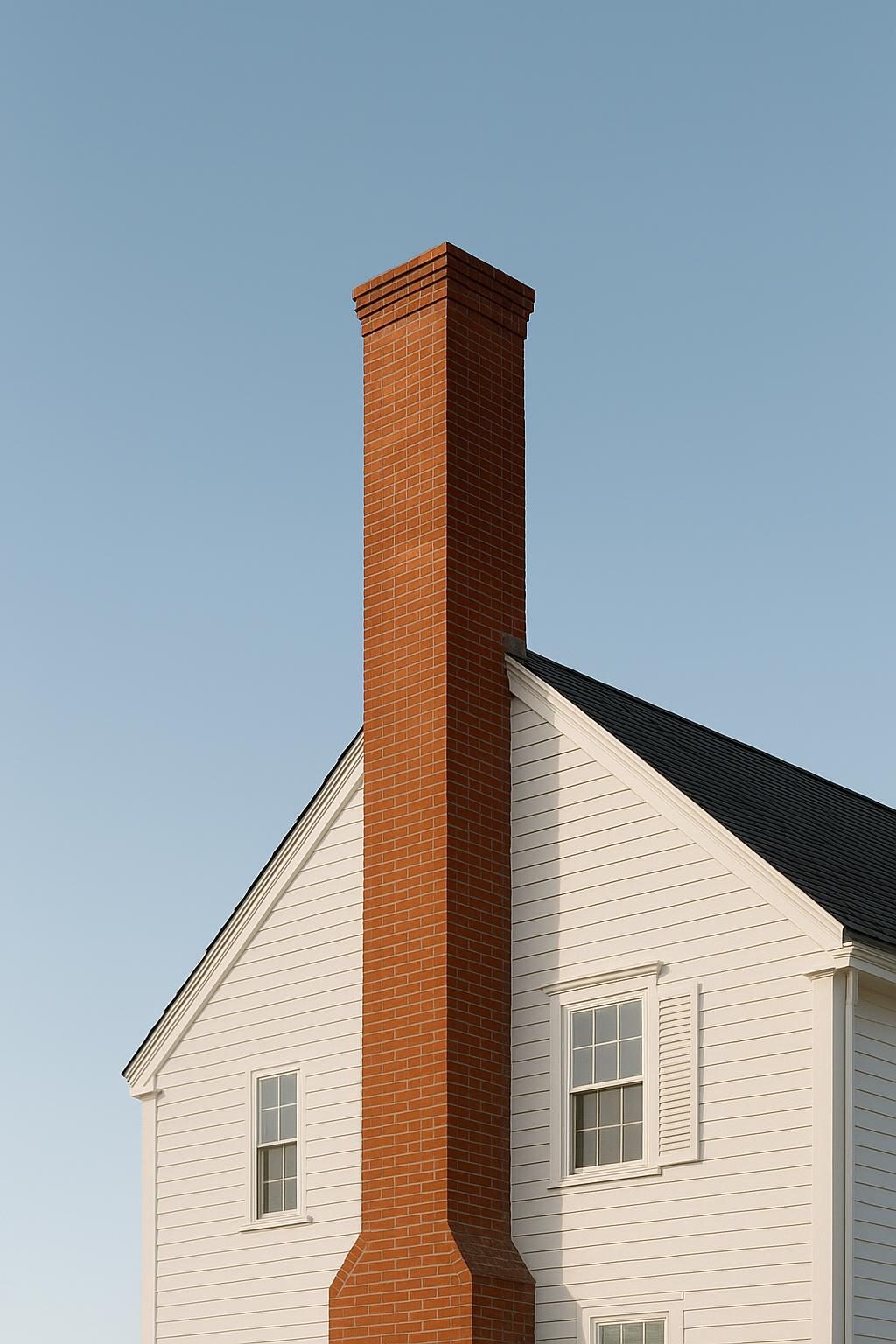 Brick chimney on a colonial house (illustration)